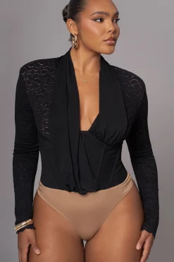 Black Lace Corset Bodysuit