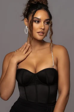 Black Leo Matte Satin Bustier