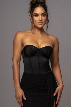 Black Leo Matte Satin Bustier