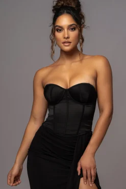 Black Leo Matte Satin Bustier