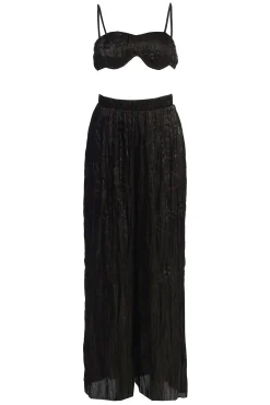 Black Lets Get Away Satin Pant Set