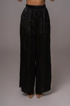Black Lets Get Away Satin Pant Set