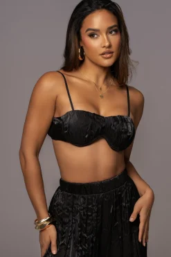 Black Lets Get Away Satin Pant Set