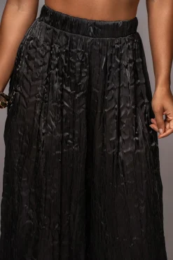 Black Lets Get Away Satin Pant Set