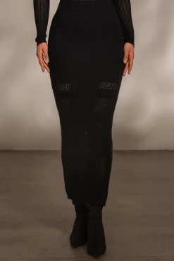 Black Lina Knit Maxi Skirt