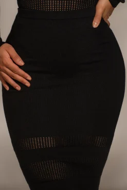 Black Lina Knit Maxi Skirt
