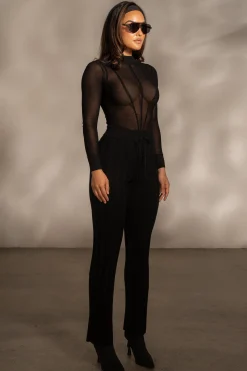 Black Lori Sheer Knit Bodysuit