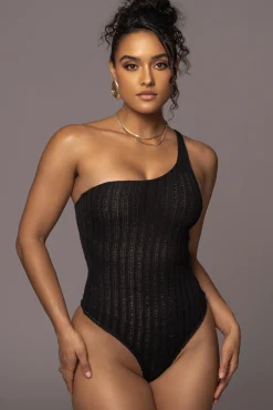 Black Malibu Nights One Shoulder Bodysuit