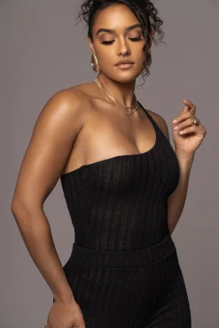 Black Malibu Nights One Shoulder Bodysuit