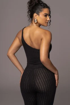 Black Malibu Nights One Shoulder Bodysuit