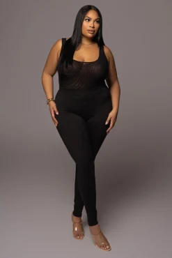 Black Mesh Essentials Tank Bodysuit Undergarment