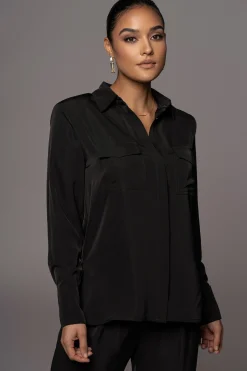 Black Misty Button Up