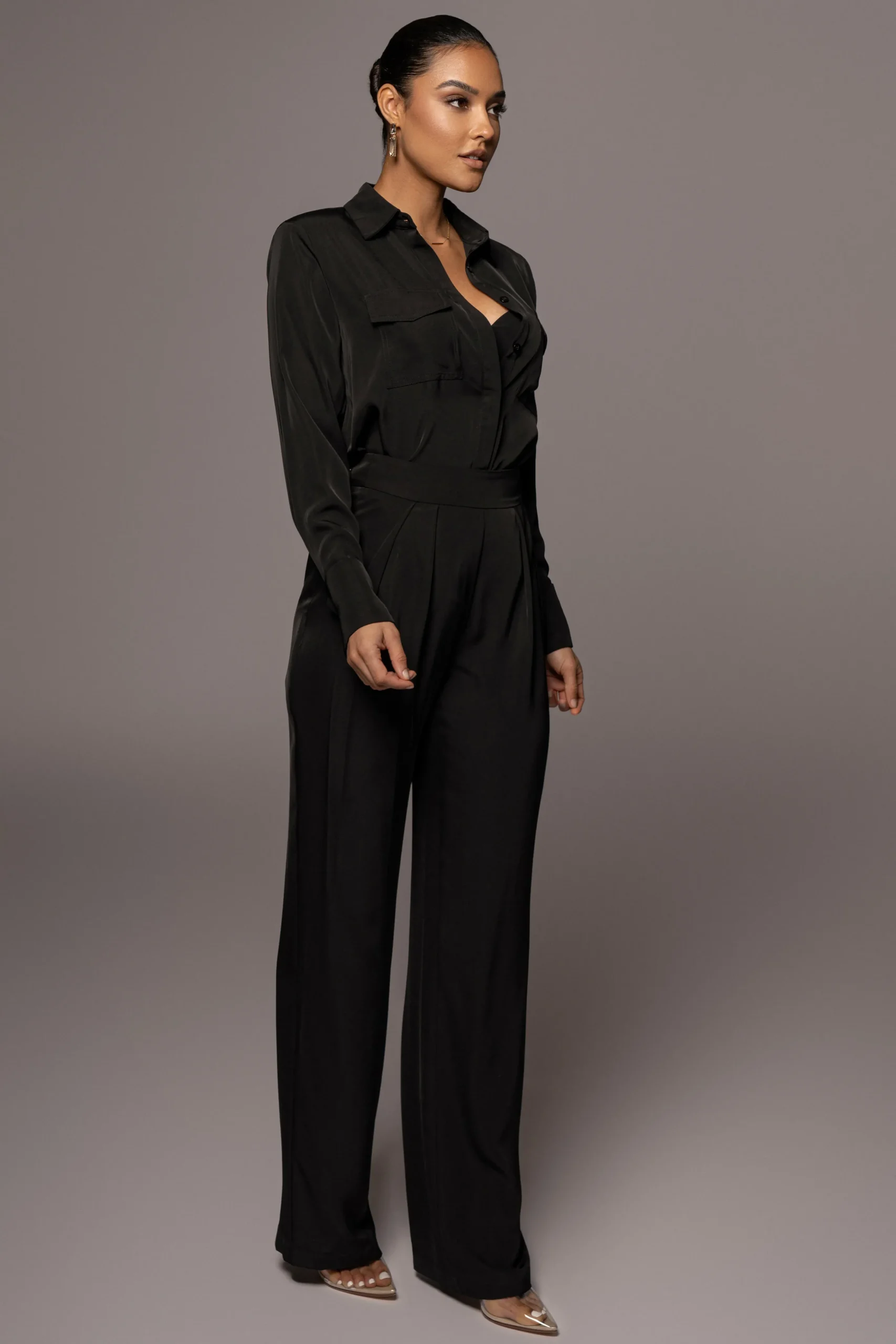 Black Misty Button Up