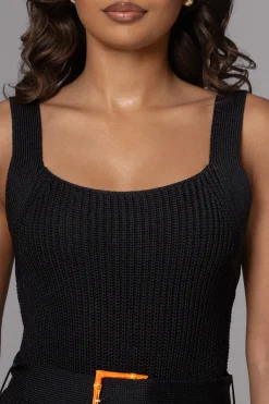 Black Moonrise Ribbed Maxi Dress
