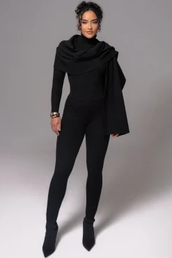 Black Naaya Ribbed Leggings