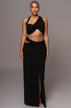 Black New Age Two Piece Skirt Set