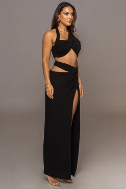 Black New Age Two Piece Skirt Set
