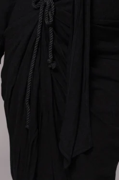 Black Noelia Linen Slit Skirt