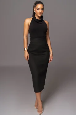 Black Nostalgia High Waist Skirt