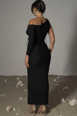 Black Odelia Crinkled Maxi Dress