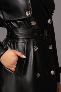 Black Odin Faux Leather Coat