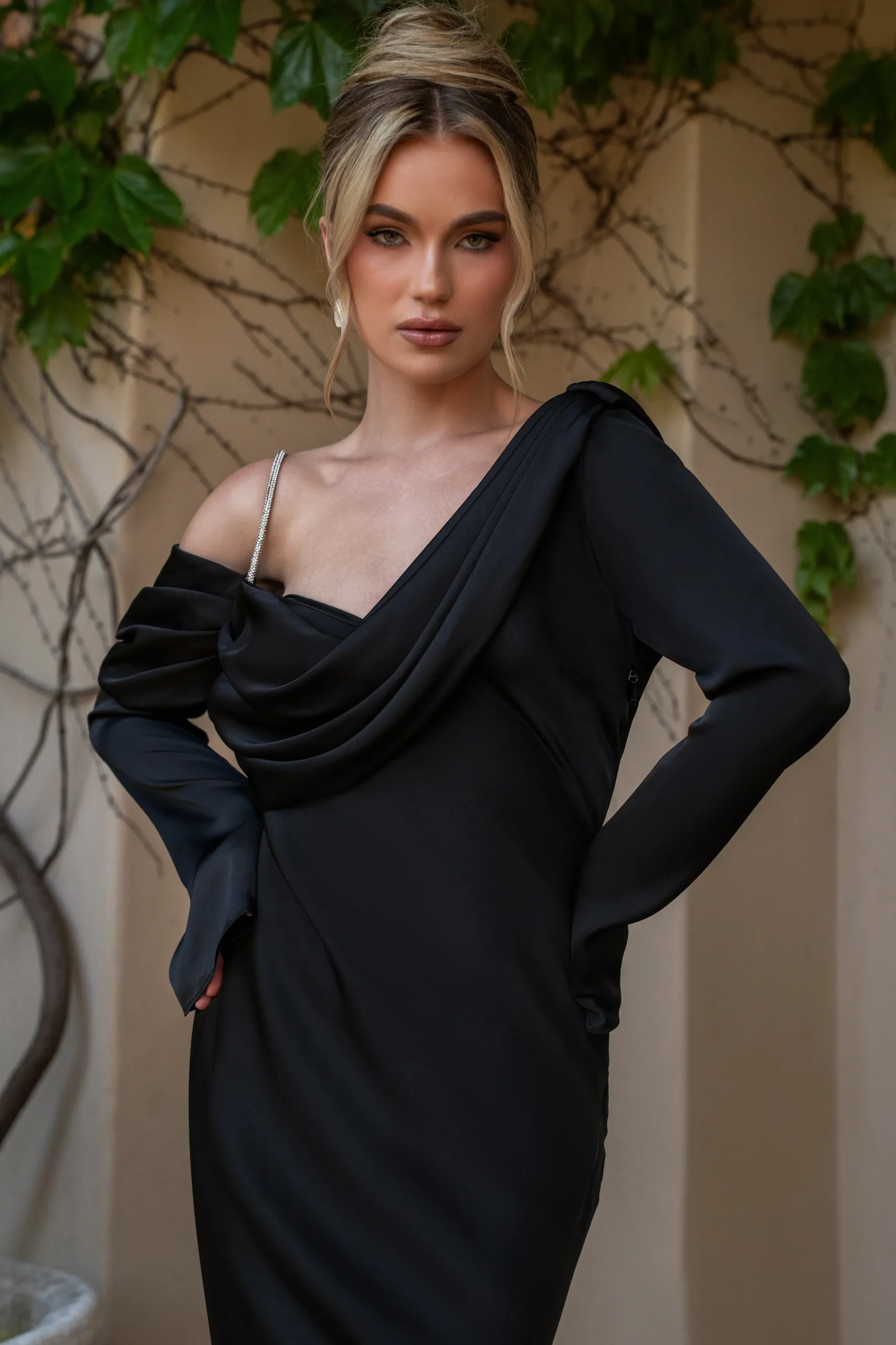 Black One And Only Satin Dress