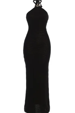 Black Overseas Halter Maxi Dress