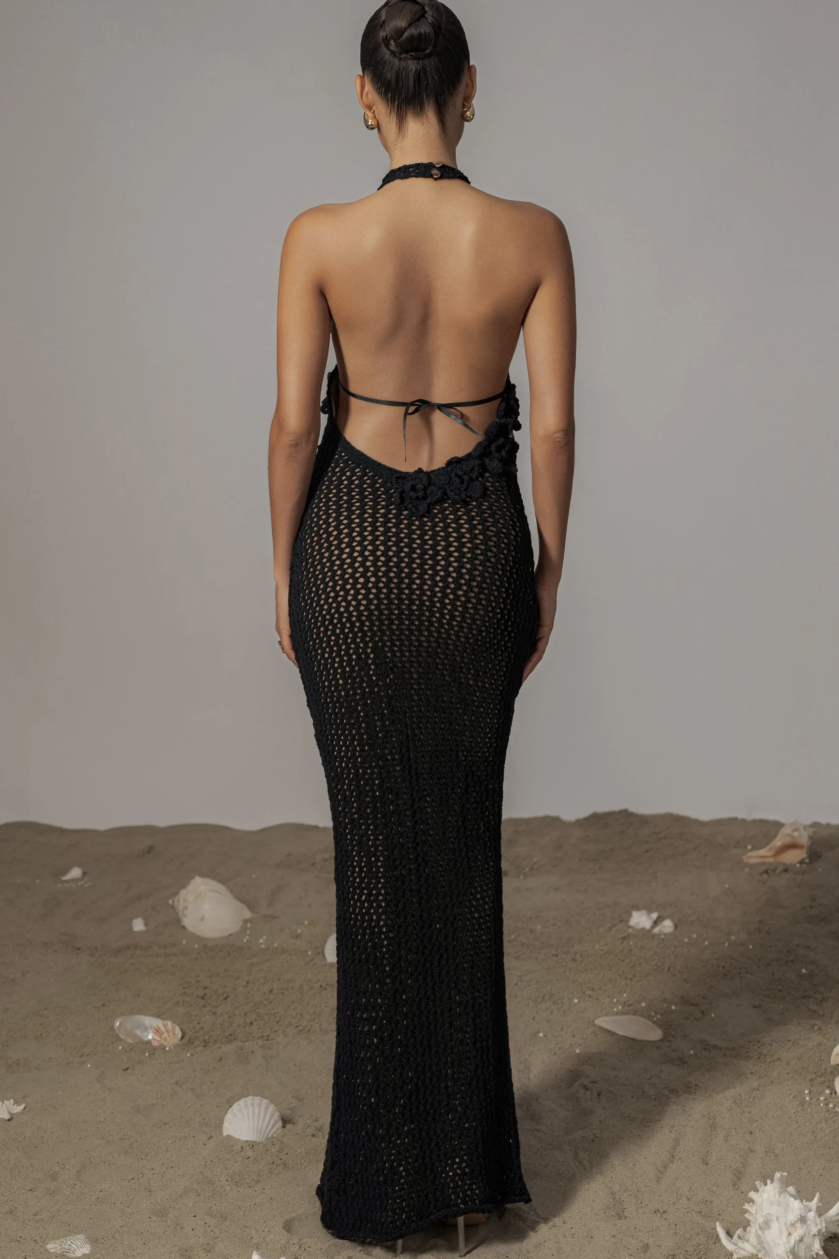 Black Paradise Crochet Maxi Dress
