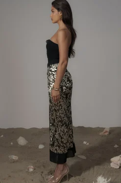 Black Positano Printed Sarong Skirt