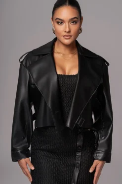 Black Raja Faux Leather Jacket