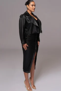 Black Raja Faux Leather Jacket