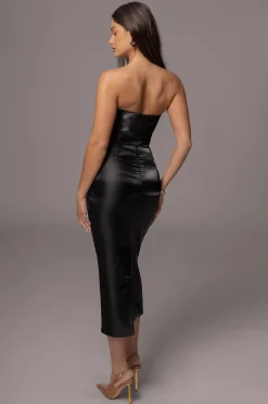 Black Reception Pleated Midi Skirt