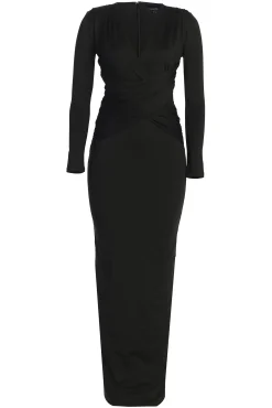 Black Rowan Plunge Maxi Dress