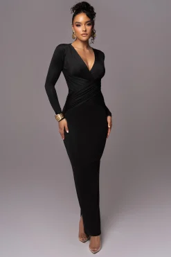 Black Rowan Plunge Maxi Dress