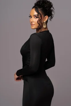 Black Rowan Plunge Maxi Dress
