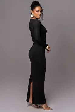 Black Rowan Plunge Maxi Dress