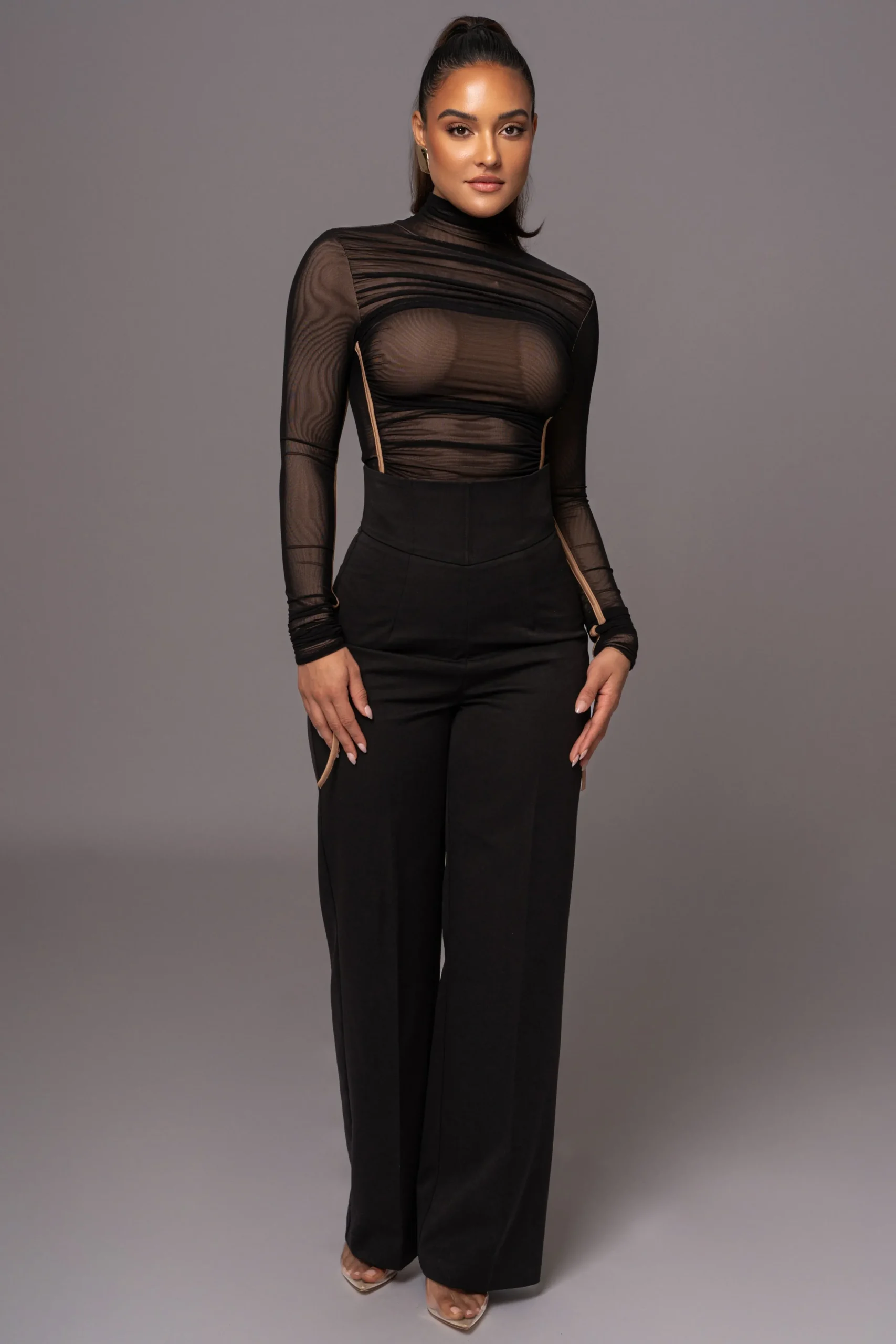 Black Santiana Turtleneck Top