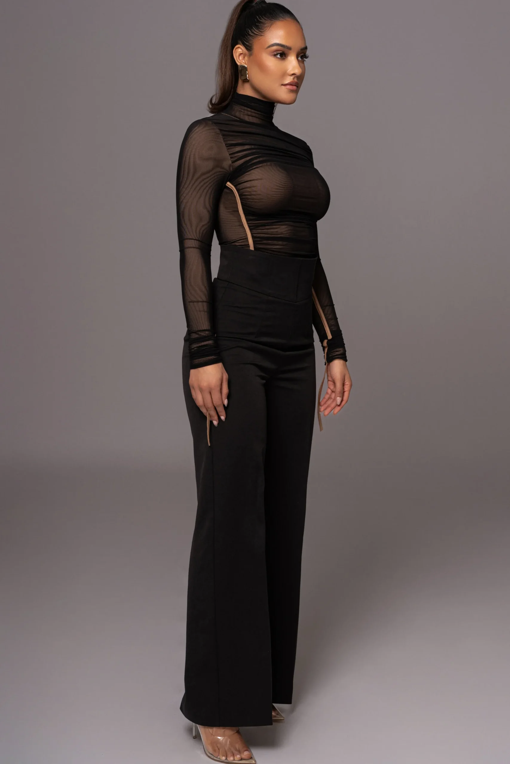 Black Santiana Turtleneck Top