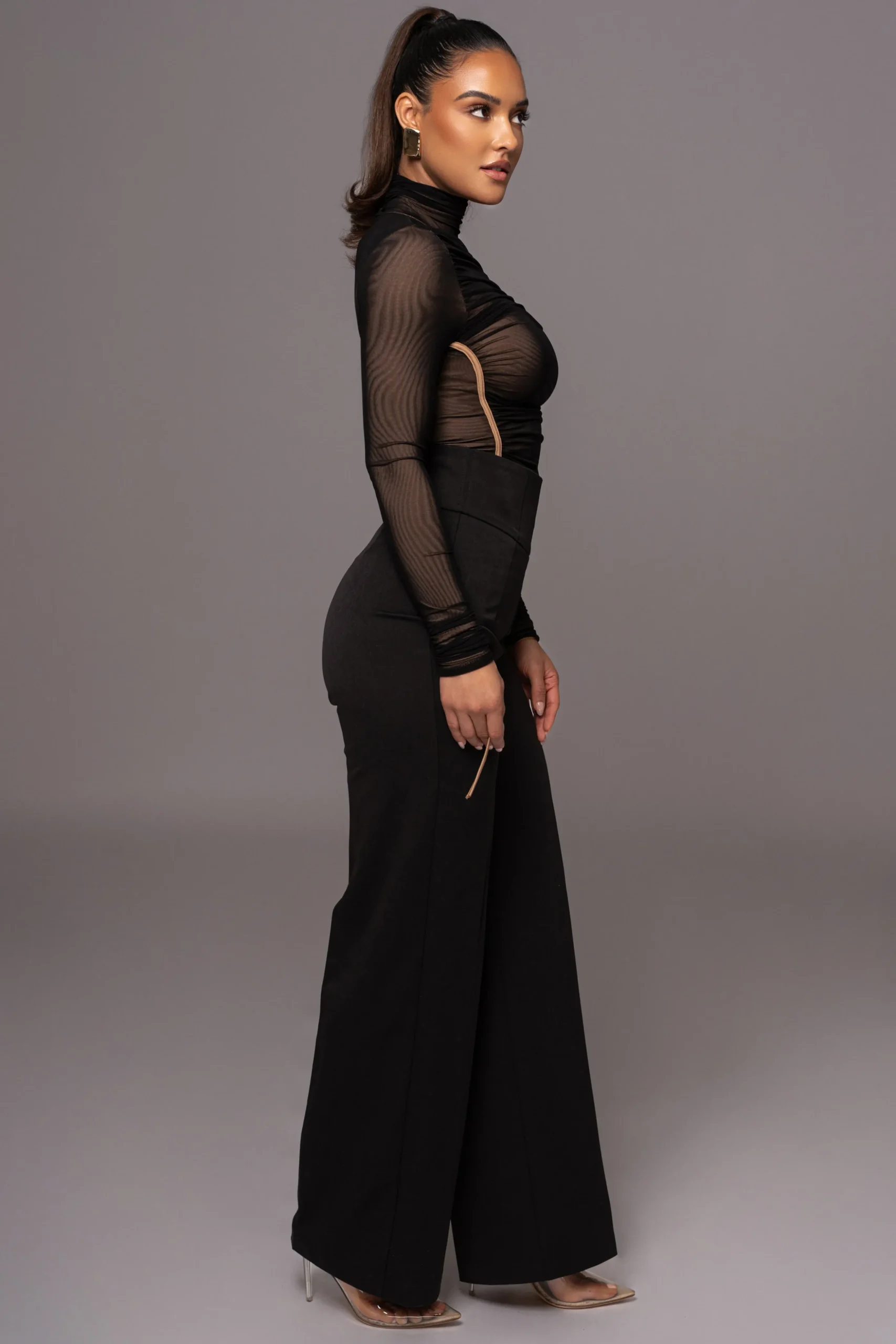 Black Santiana Turtleneck Top