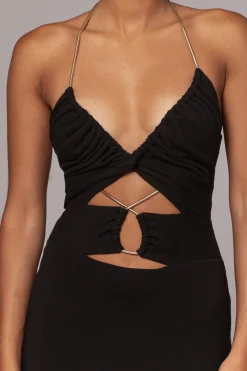Black Secret Bloom Maxi Dress