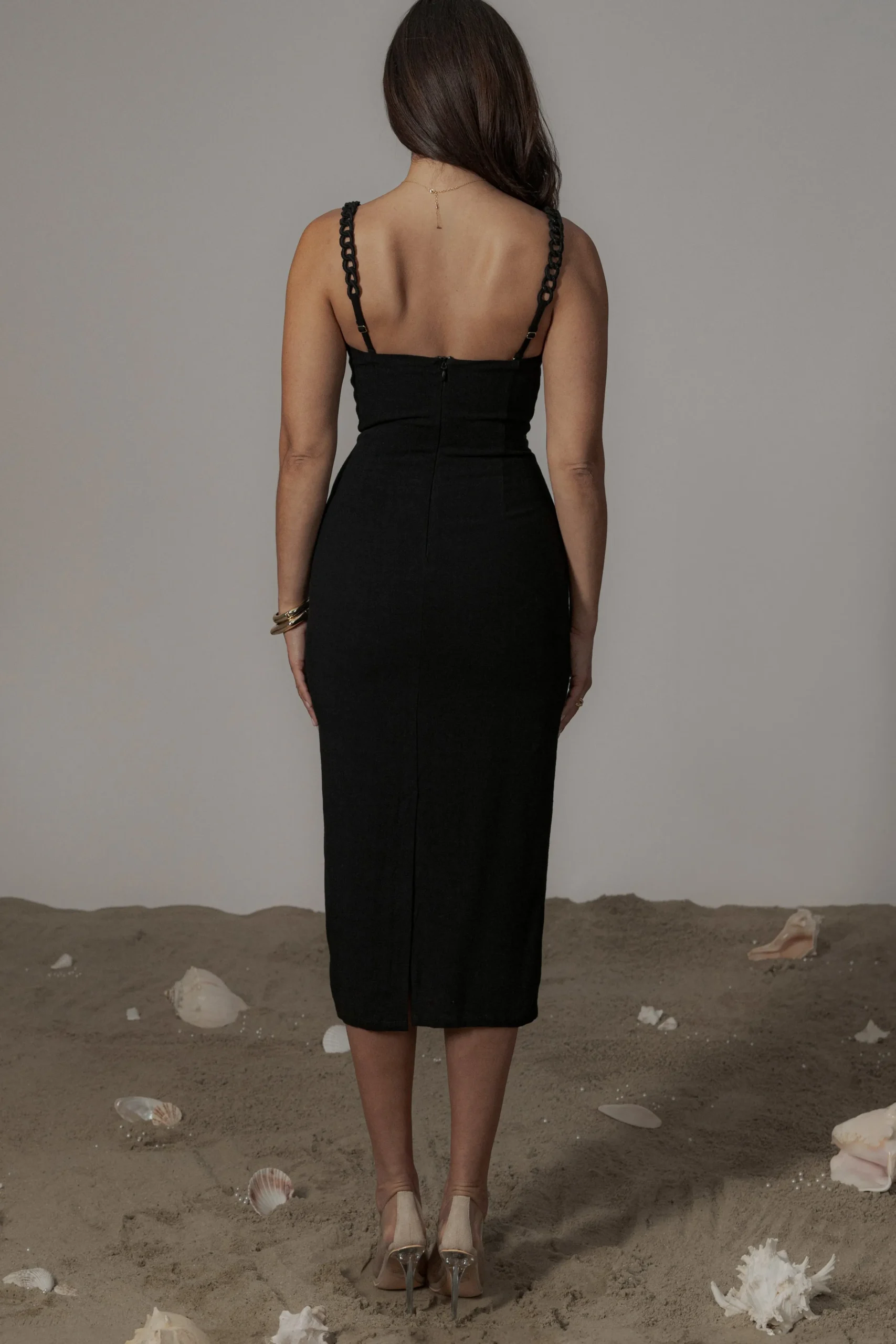 Black Secret Hideout Linen Dress
