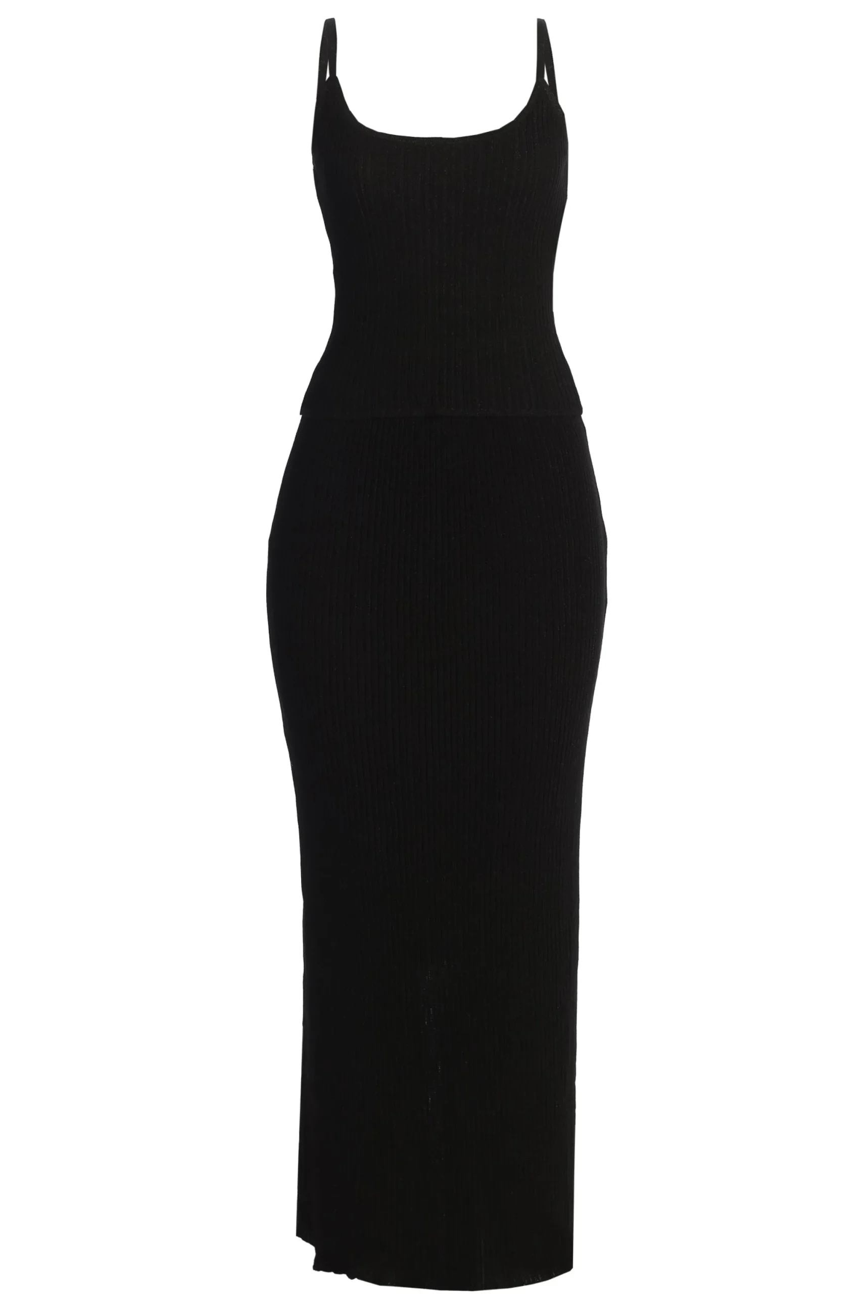 Black Serena Ribbed Skirt Set
