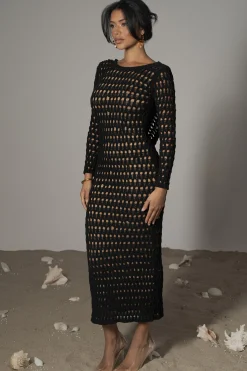 Black Serene Wonders Crochet Dress