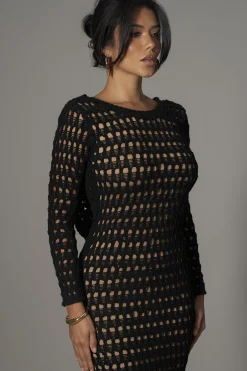 Black Serene Wonders Crochet Dress