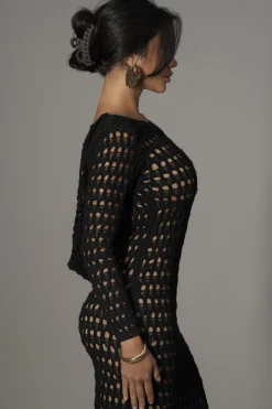 Black Serene Wonders Crochet Dress