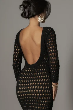Black Serene Wonders Crochet Dress