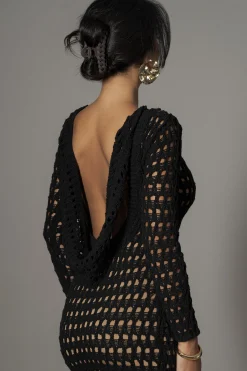 Black Serene Wonders Crochet Dress