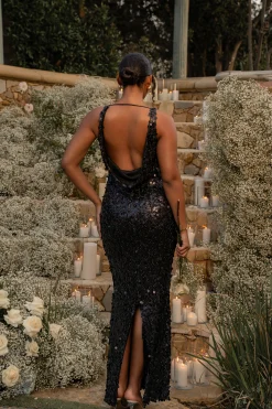 Black Sparkling Moments Sequin Maxi Dress