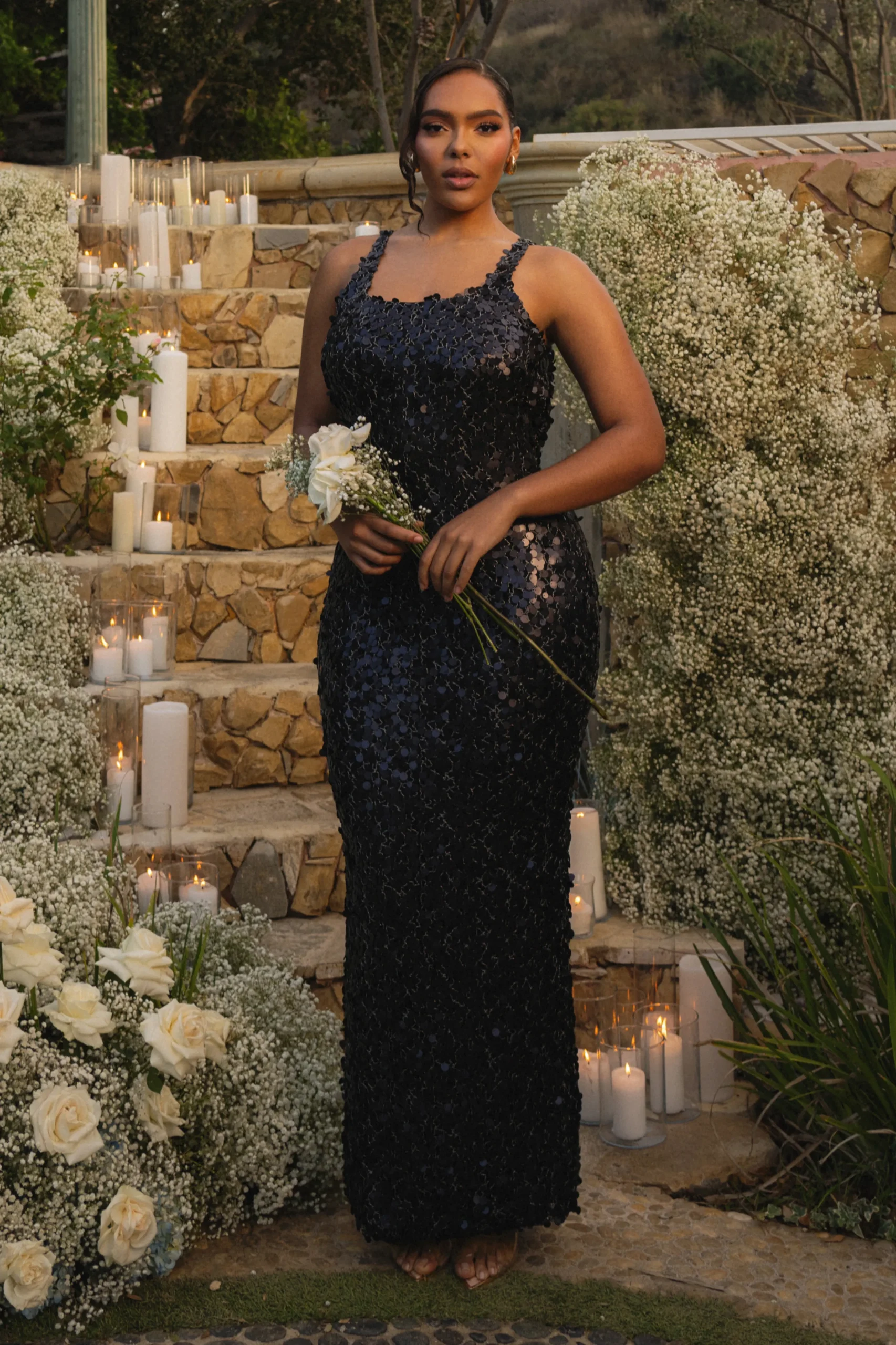 Black Sparkling Moments Sequin Maxi Dress