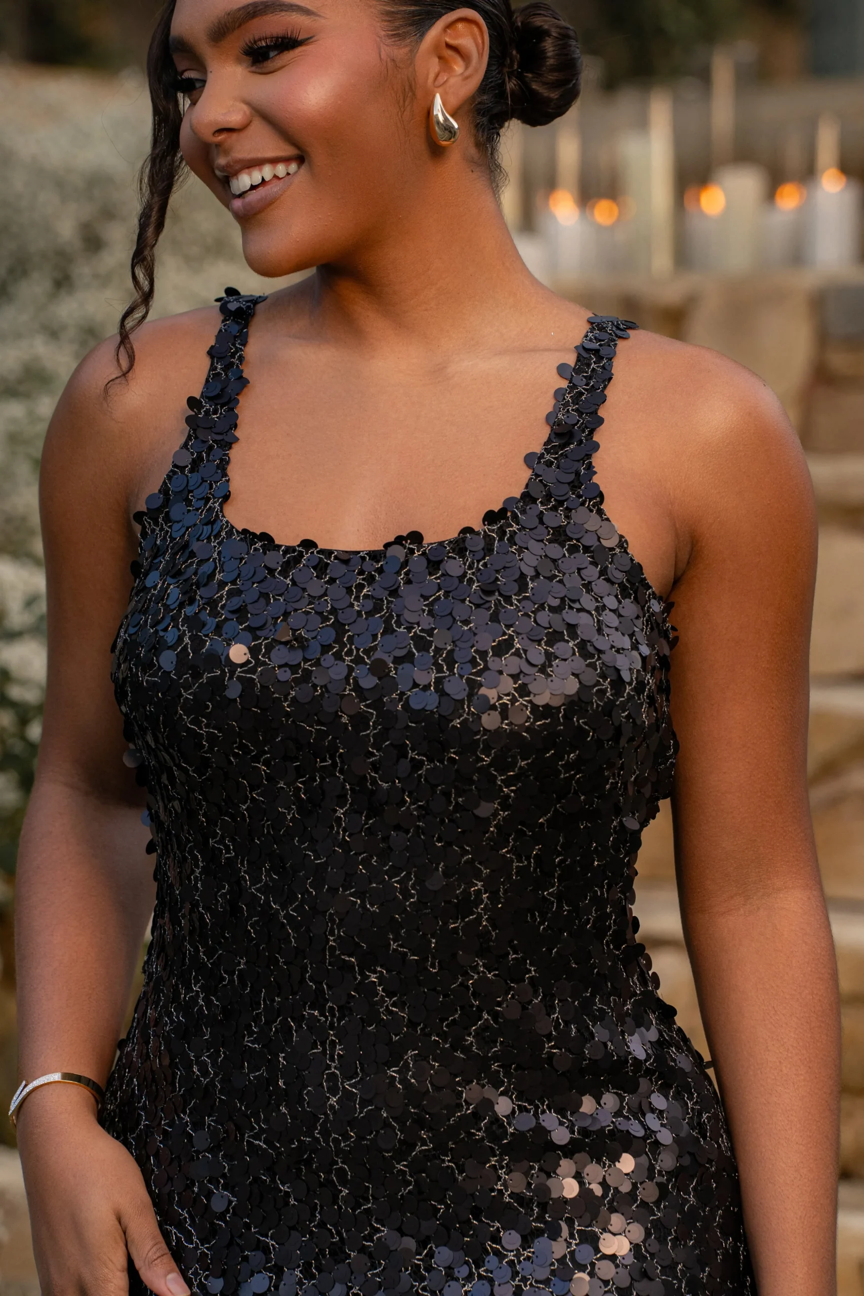 Black Sparkling Moments Sequin Maxi Dress